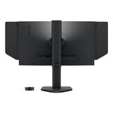 Der BenQ ZOWIE XL2586X, ein schwarzer eSports-Monitor von BenQ, ist von hinten zu sehen und verfügt über einen verstellbaren Standfuß, Seitenteile, Bedienelemente auf der Rückseite und ein Zubehörteil auf der Vorderseite - ideal für Elite-Gamer, die dank der Bildwiederholrate von 540 Hz eine erstklassige Leistung benötigen.