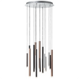 Die Brilliant Living Cembalo LED-Pendelleuchte von Brilliant verfügt über 16 schlanke Leuchten in einem modernen Braun/Kaffee-Finish, die in verschiedenen Längen hängen. Energieeffizient und dimmbar für ein individuell anpassbares Ambiente.