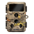 Die Camouflage EZ60 WiFi/Bluetooth Wildkamera von Camouflage verfügt über ein Objektiv, Sensoren und einen schwarzen Bildschirm auf der Vorderseite - ideal für Nachtsicht und hochwertige 4K-Videoaufnahmen.