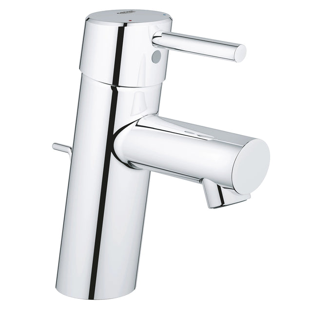 GROHE Concetto Einhand-Waschtischbatterie DN 15 in Chrom mit Zugstangen-Ablaufgarnitur und SilkMove Keramikkartusche