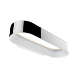 Die Paulmann Agena LED 20W Chromweiß matt dimmbar, eine ovale Badezimmerleuchte mit eingebauter LED-Leiste und Schutzart IP44, ist hier in einer eleganten, mattchromweißen Ausführung vor einem schlichten weißen Hintergrund zu sehen.