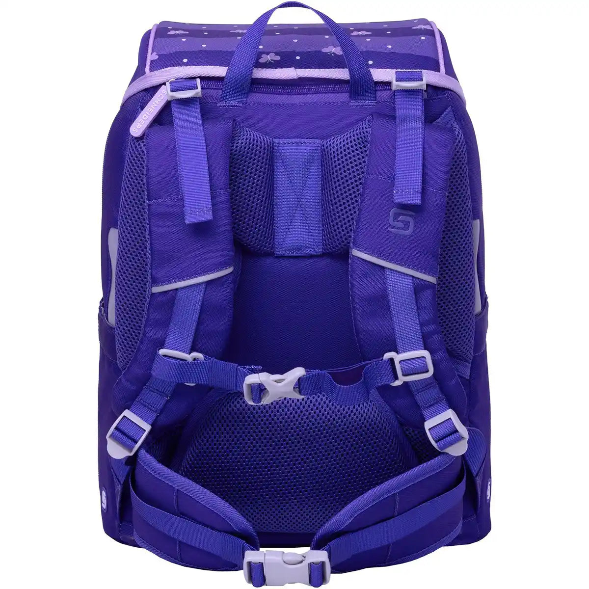 Das Schneiders Ergojet Set Blissy Butterfly ist ein ergonomisch designtes, lila Schulranzen-Set mit gepolsterten Schultergurten, Mesh-Taschen sowie verstellbaren Brust- und Hüftgurten - ideal für die Grundschule.