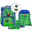 Das Step by Step Space Set Star Catcher hat ein leuchtend grünes und blaues Design, enthält ein passendes Federmäppchen, eine Tasche mit Kordelzug und einen Schlüsselanhänger und bietet viel Stauraum. Das ergonomische Tragesystem sorgt für Komfort.