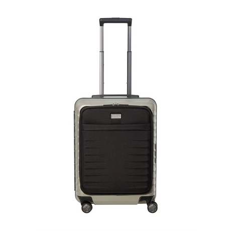 TITAN Litron Frame Trolley S 55 cm in Champagner mit Vortasche, robuster Polycarbonat-Handgepäckkoffer mit TSA-Schloss