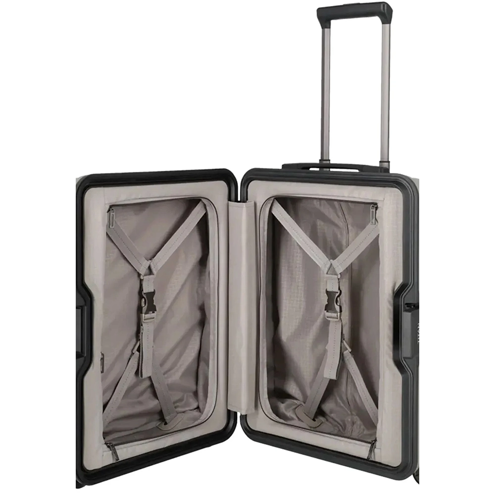 TITAN Litron Frame Trolley S 55 cm in Champagner mit Vortasche, robuster Polycarbonat-Handgepäckkoffer mit TSA-Schloss